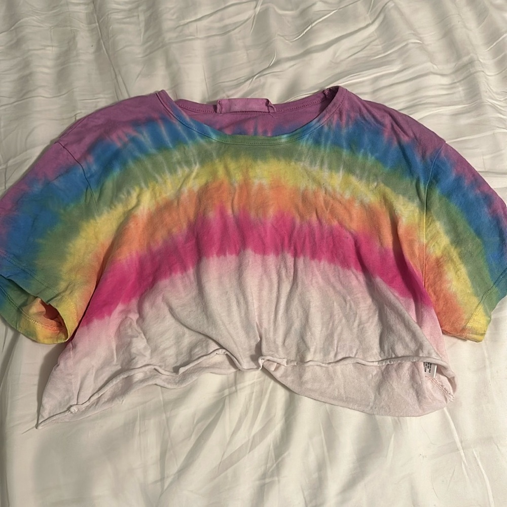 lf rainbow tie dye boxy crop tee